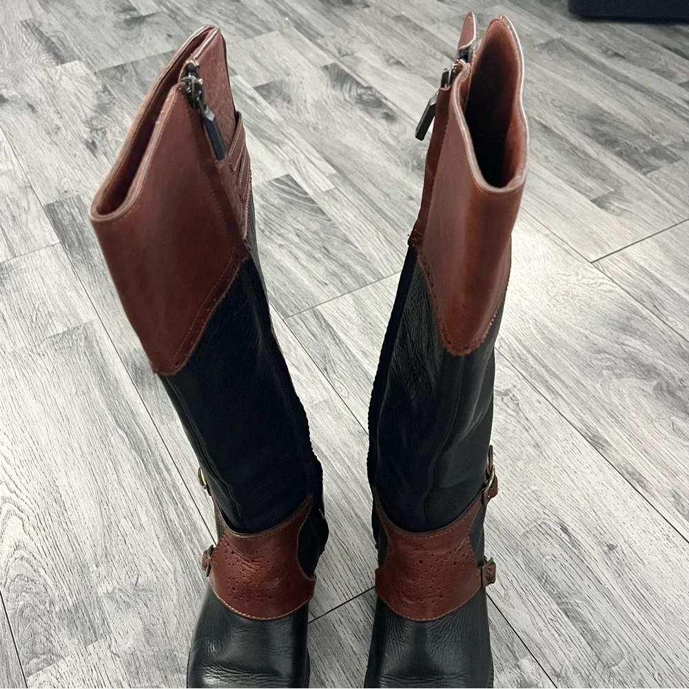 FRANCO CUADRA Belmont Black and Brown Leather Riding Boots Sz 24 MX / 7 US - Picture 3 of 10